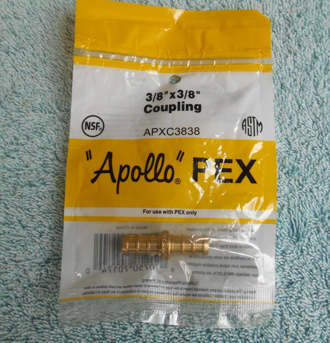 Apollo APXC3838 Pex Coupling, 3/8″ x 3/8″ NEW!