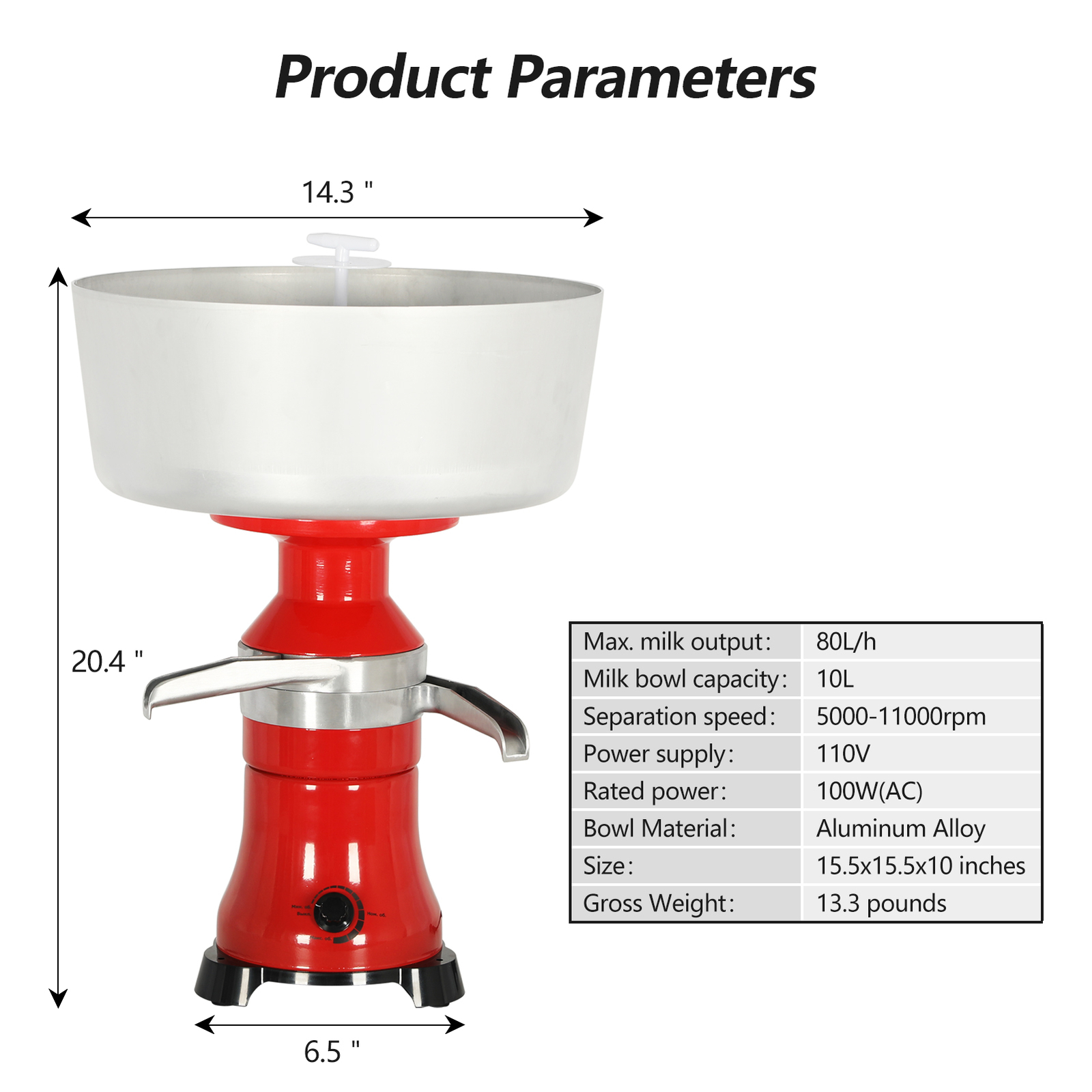 Electric Centrifugal Separator Fresh Milk Cream Milk Cream Separator 100L/H New