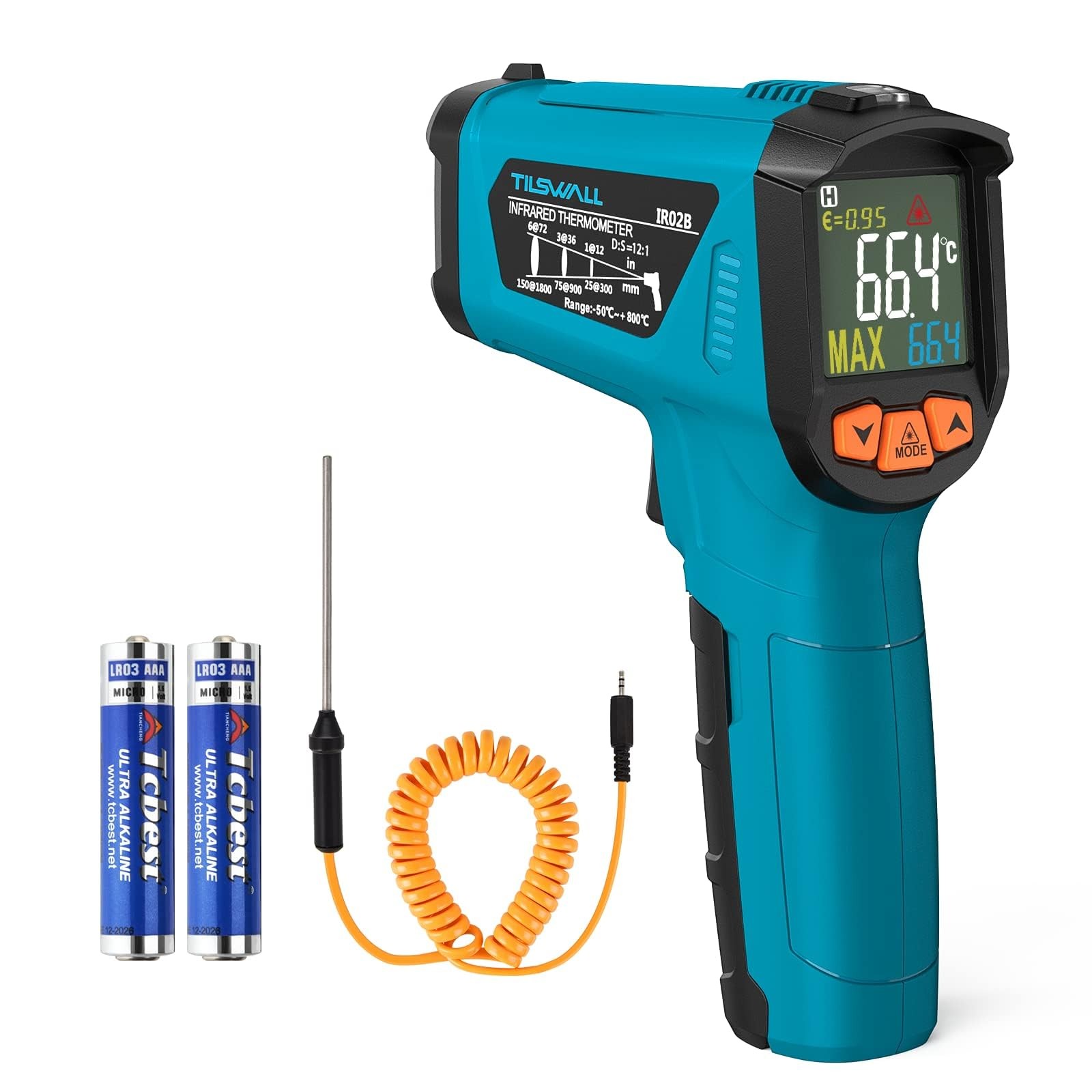 Infrared Thermometer, -58°F to 1472°F(-50~800°C), Non-Contact Digital Laser T…
