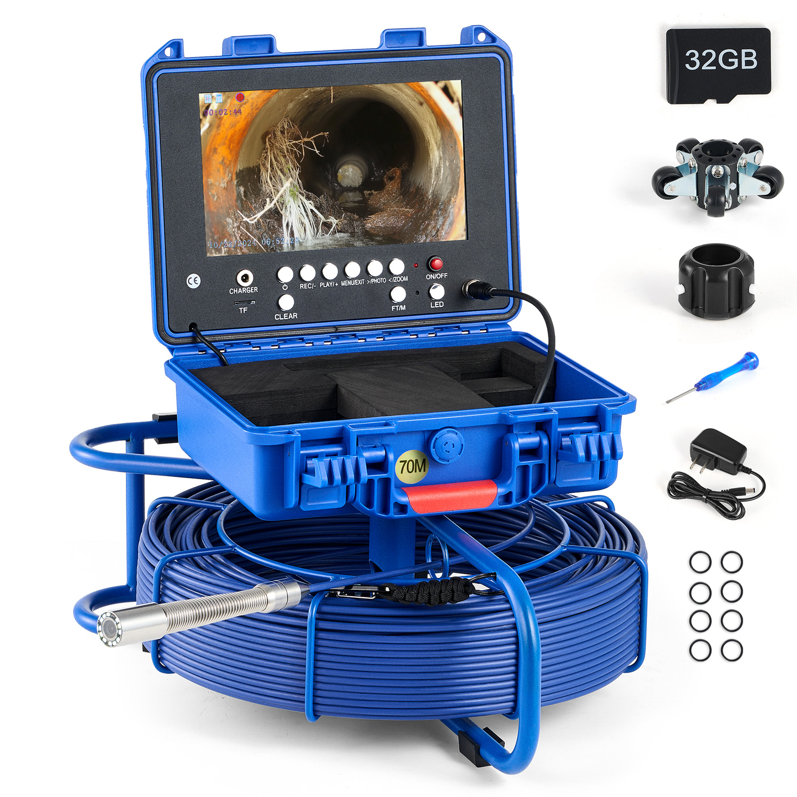9″ Self-Leveling Sewer Inspection Camera 512Hz 230ft Digital Length Counter-Used