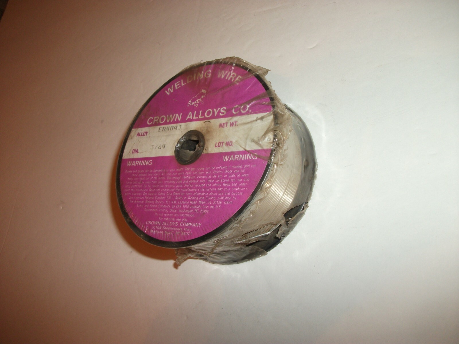 Crown Alloys Co. ER4043 – 3/64″ 1 lb. Spool Aluminum Welding Wire New Old Stock