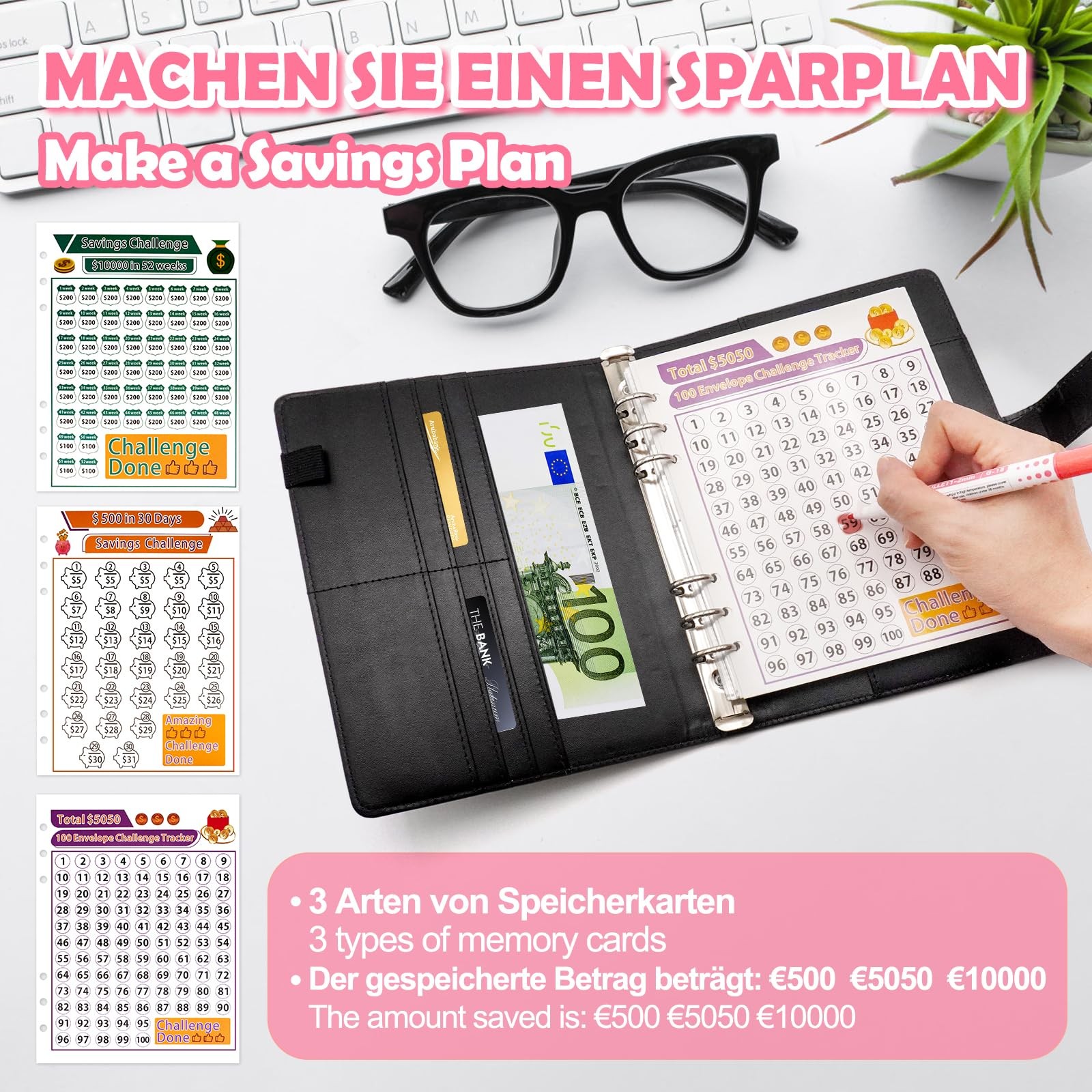 100 Envelope Saving Challenge, Money Savings Book Challenge, A5 Money Saving Ch…