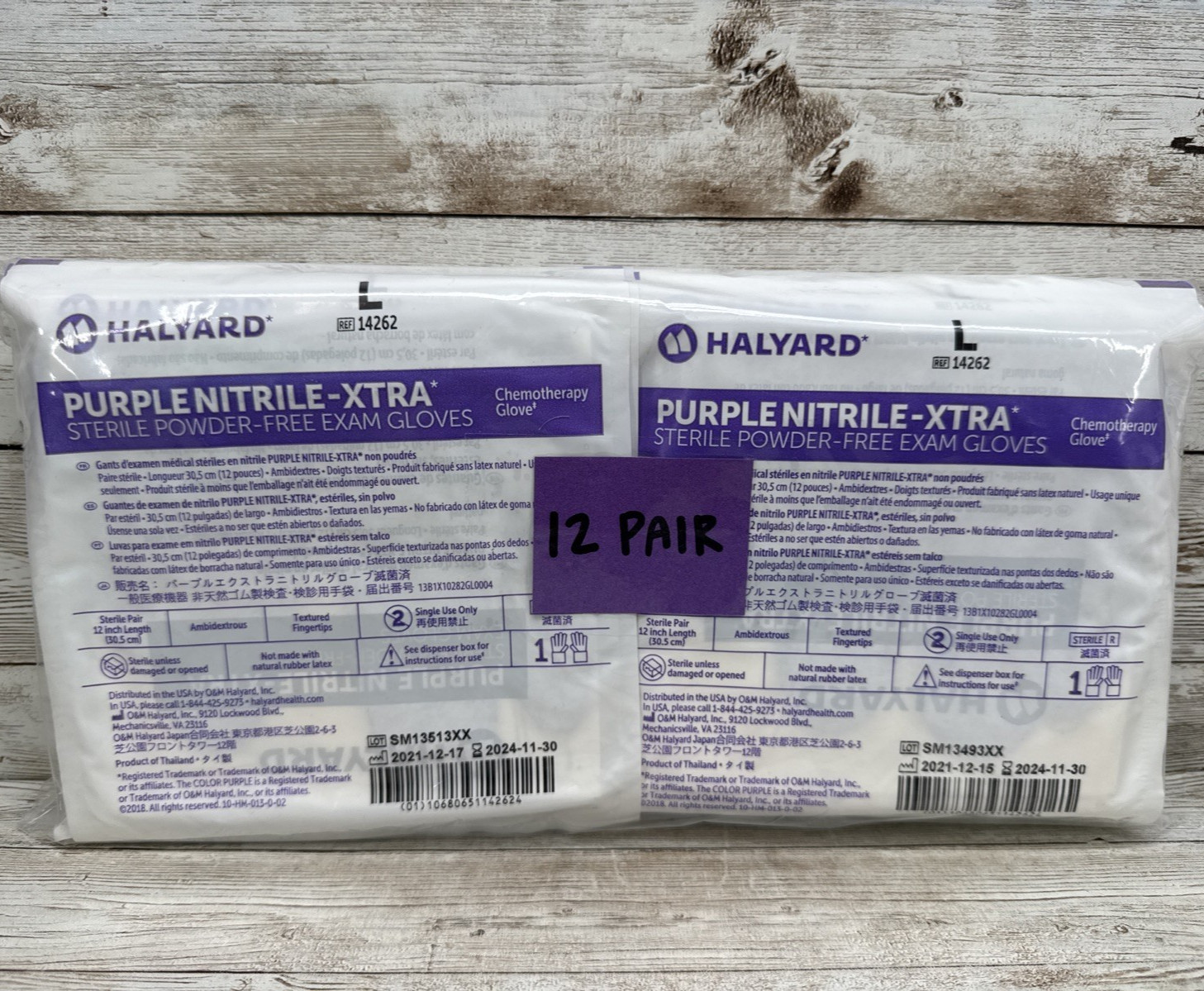 Halyard Purple-XTRA Nitrile STERILE Exam Gloves *12 Pair* Size LARGE *See Date*
