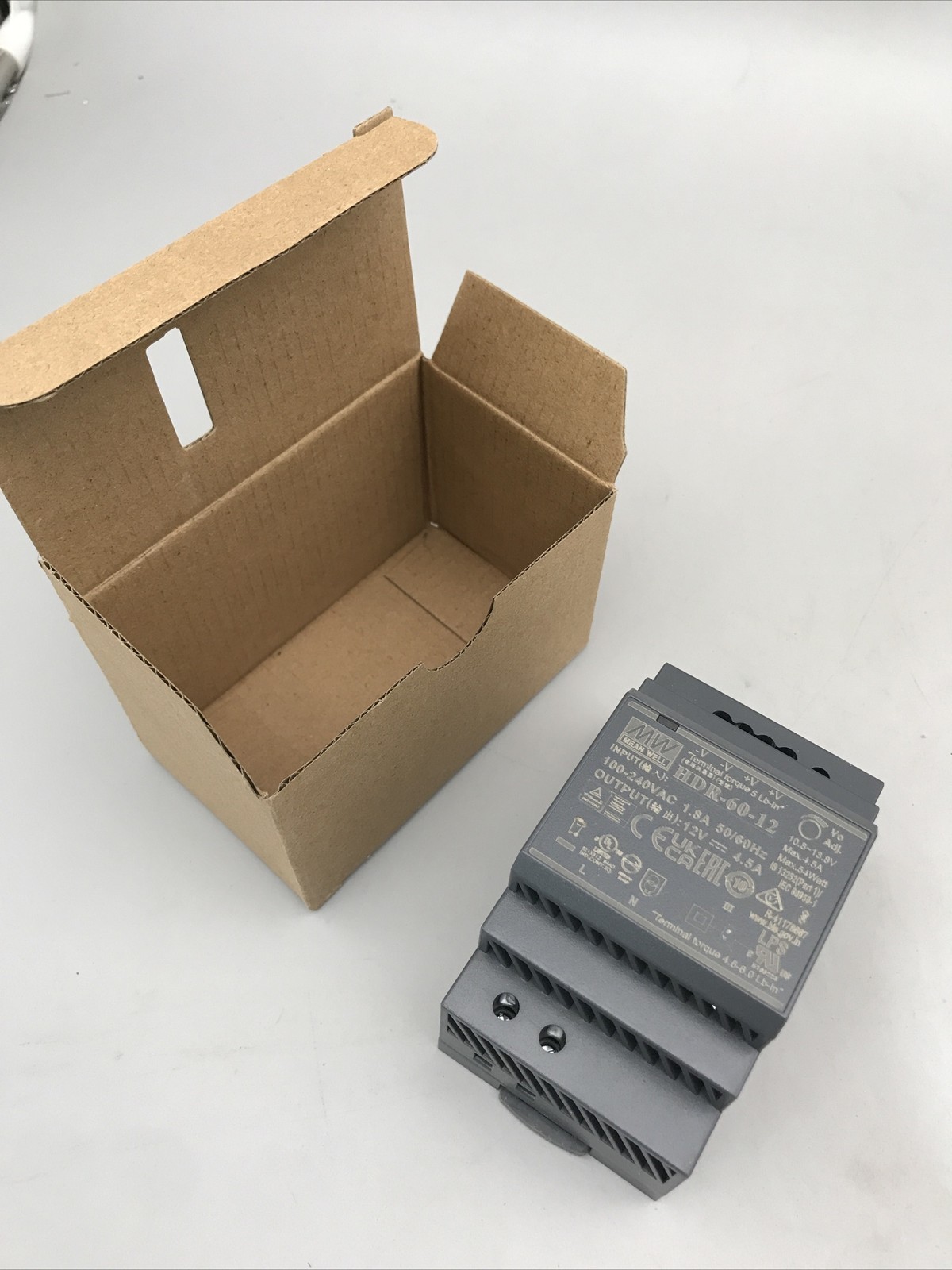 MEAN WELL HDR-60-12 Power Supply, AC-DC, DIN Rail, 54W, 12V, 4.5A, 100-240VAC In