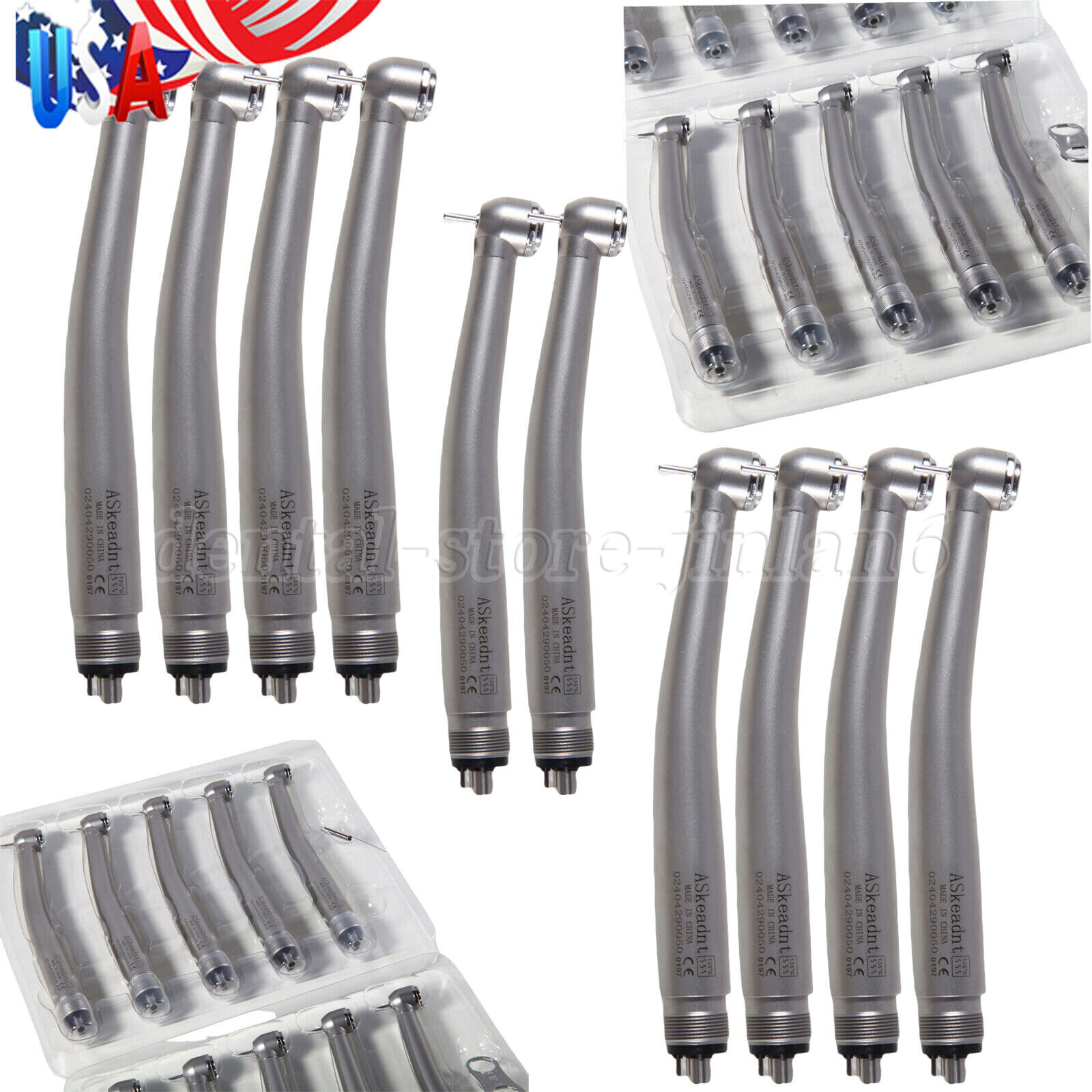 4 Hole Dental High Speed Handpiece Large Head Single Water Spray Air Turbine 10