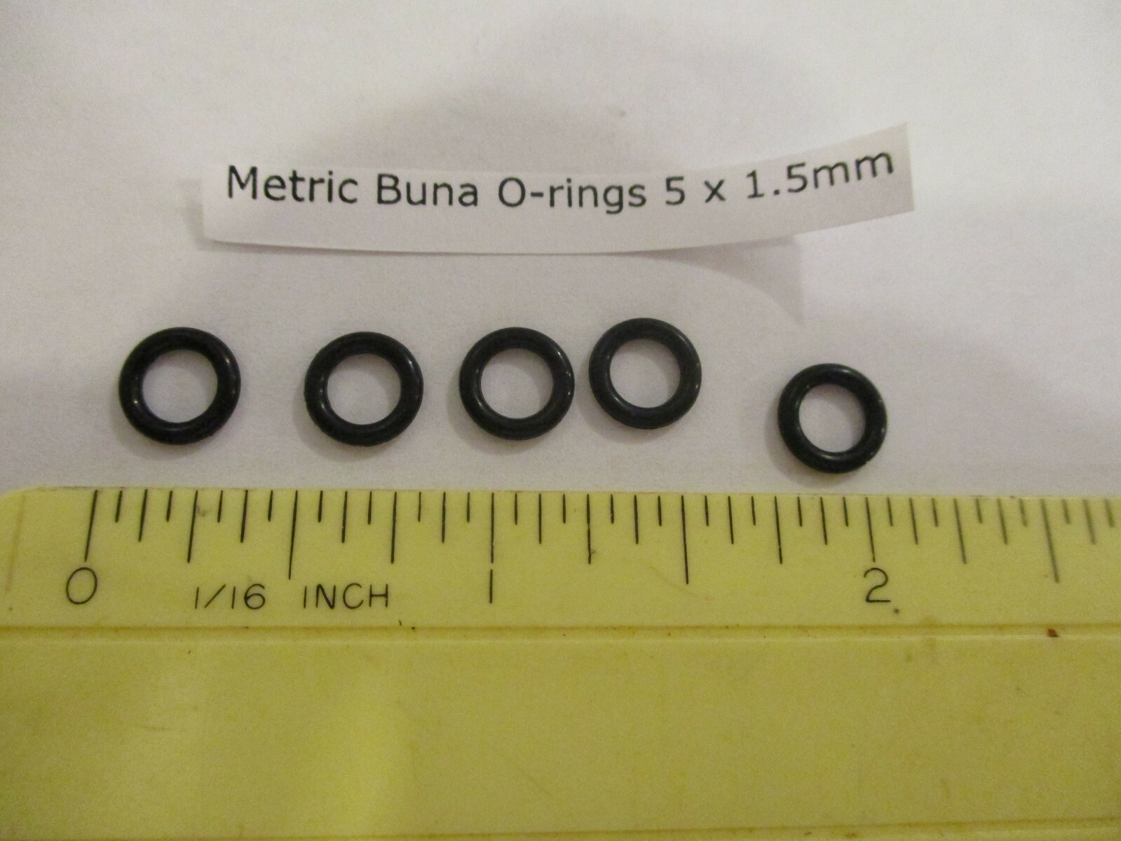 5mm ID x 8mm OD x 1.5mm thick O-ring. Buna-70. Quan 5.