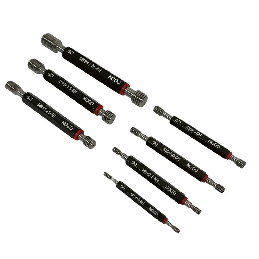 7 Pc H6 Metric Thread Plug Gage Gauge Set Double End GO & NO GO Lot H6 6H