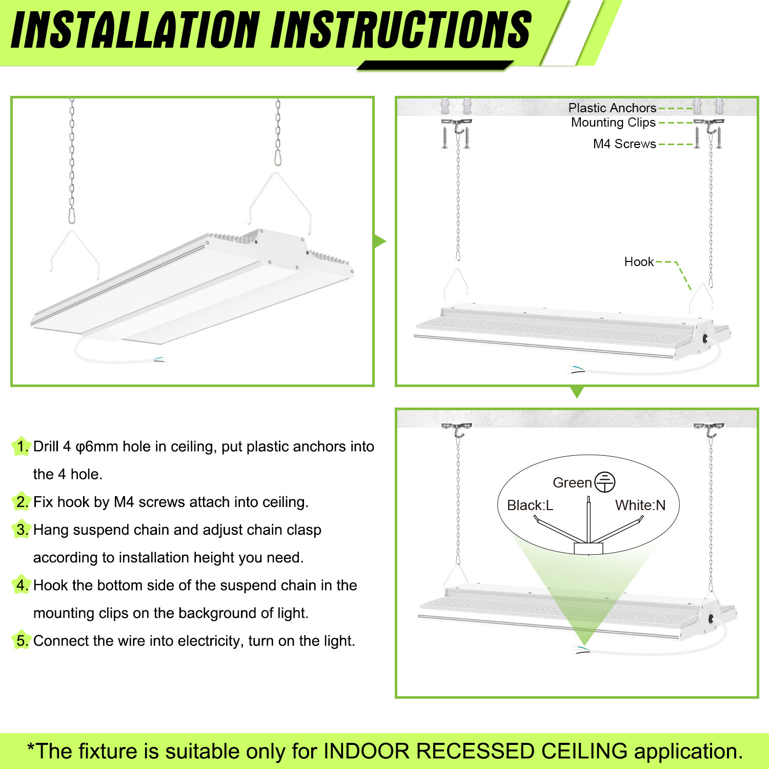 400W LED Linear High Bay Light, 60000LM Commercial Shop Lights Fixture 5000K