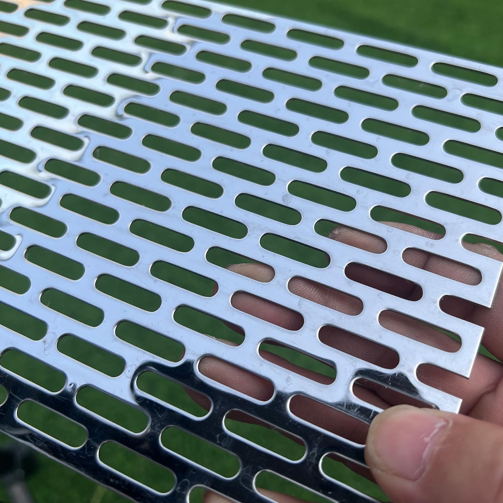 19 Gauge Perforated Metal Sheets 15.7×7.8 Inch Oblong Holes 0.2×0.8 Inch