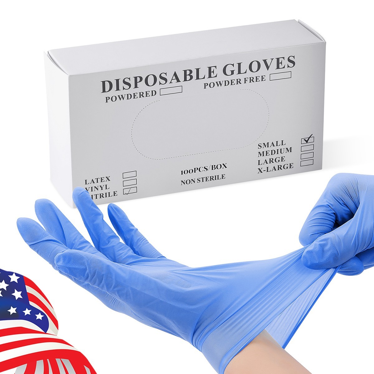 Medical Nitrile Exam Gloves Blue Powder-Free Food-Safe Disposable Glove S/M/L/XL