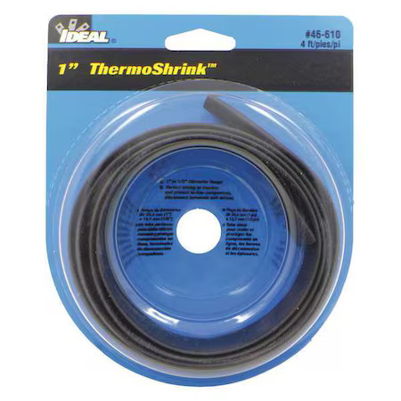 Ideal 46-610 Heat Shrink Tube, Thin Wall, 2:1 I.D. Shrink Ratio, 1.04 In I.D.