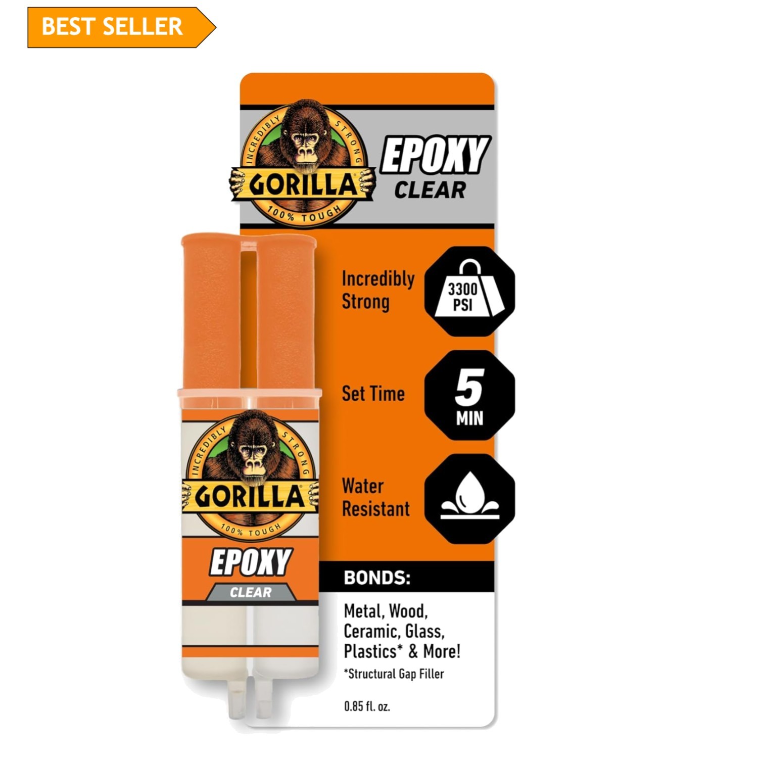 Incredibly Strong 2-Part Clear Epoxy – 0.85oz Syringe, Dries in Just 5 Minutes