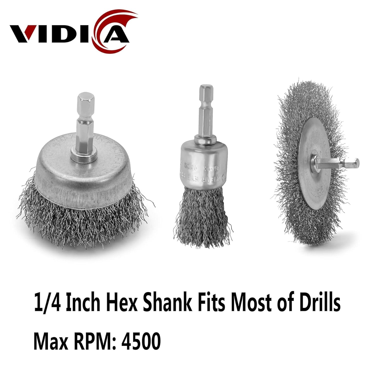 Wire Brush for Drill Set 9Pcs,Abrasive Wire Wheel for 1/4 Inch Hex Shank, Wire C