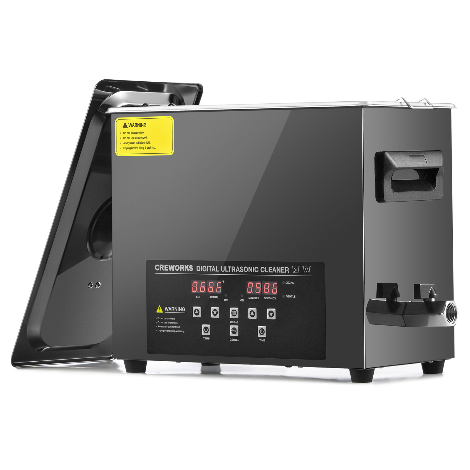 CREWORKS 6L Ultrasonic Cleaner Titanium Steel 500W Heater w/ Degas & Gentle Mode