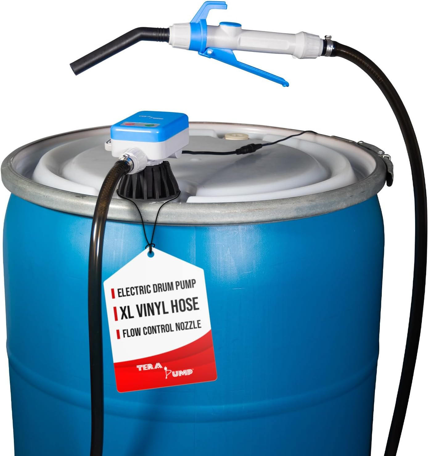 Electric Powered 55 Gallon Drum Barrel Pump, 2.4GPM | Quick Stop Flow Control No