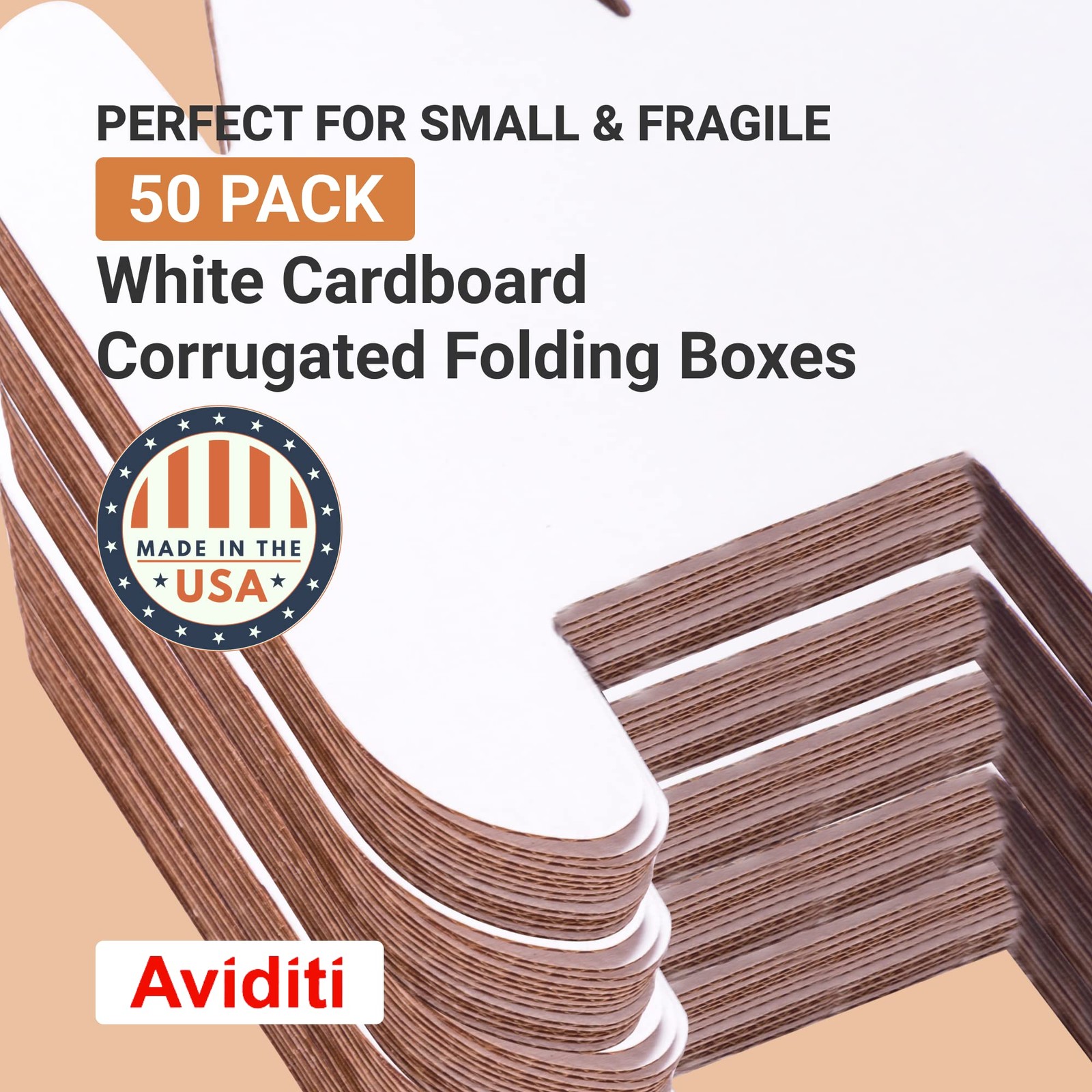 BOX USA Shipping Boxes Small 7″L x 4″W x 4″H 50-Pack – 7x4x4, Oyster White