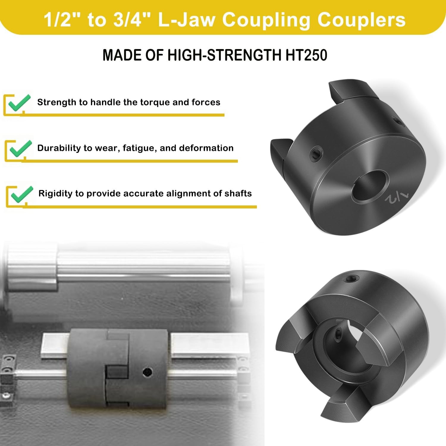 1/2″ to 3/4″ L075 3-Piece L-Jaw Coupling Fits Log Wood Splitter Hybrid Equipment