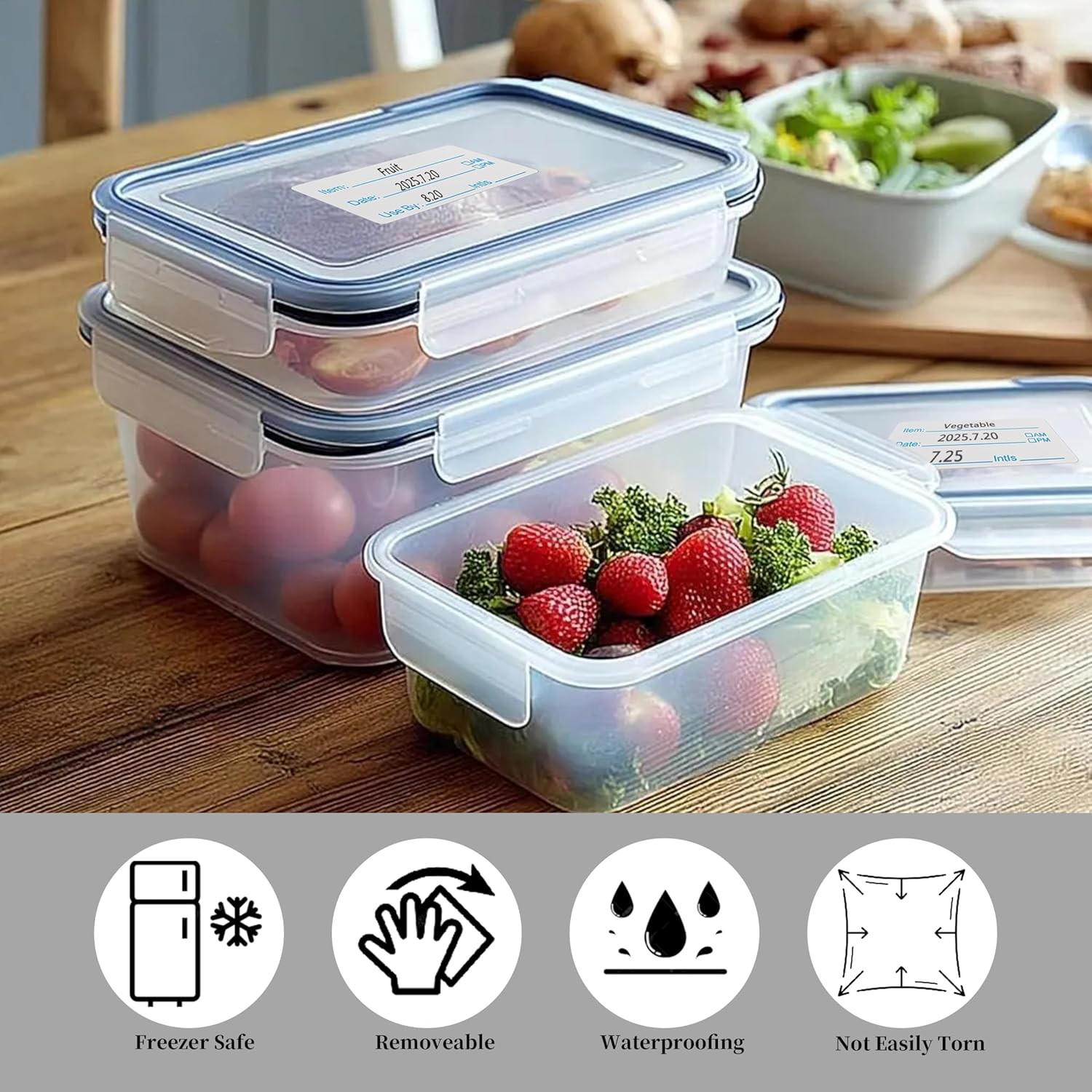 1000 Labels for Food Containers, No-Residue Food Labels and Easy to Write On,…