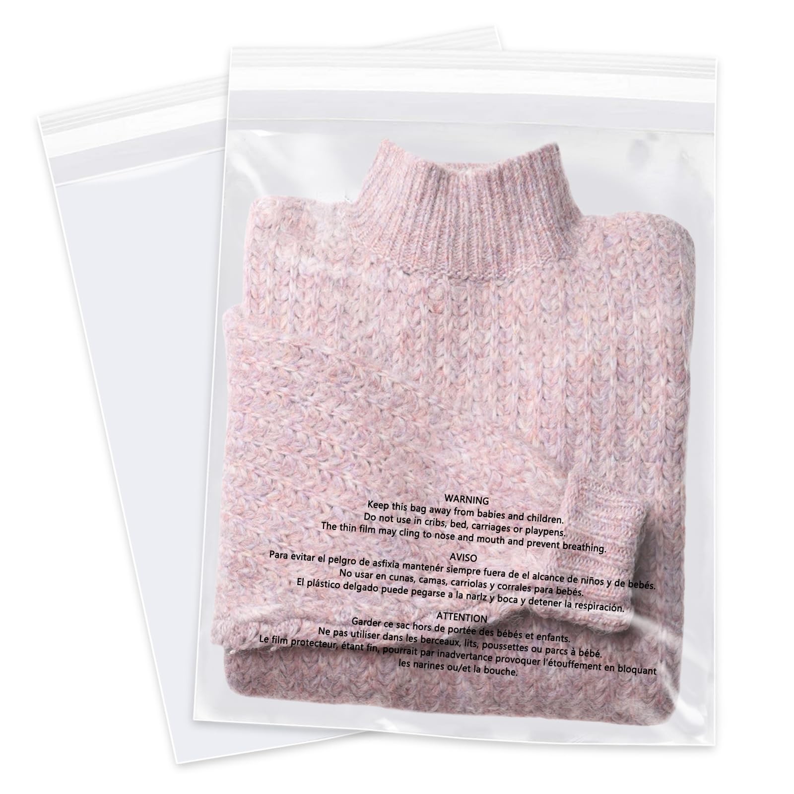 WEPOLY – 12″ x 15″ (200 Count) – Clear Poly Bags with Suffocation Warning Sel…