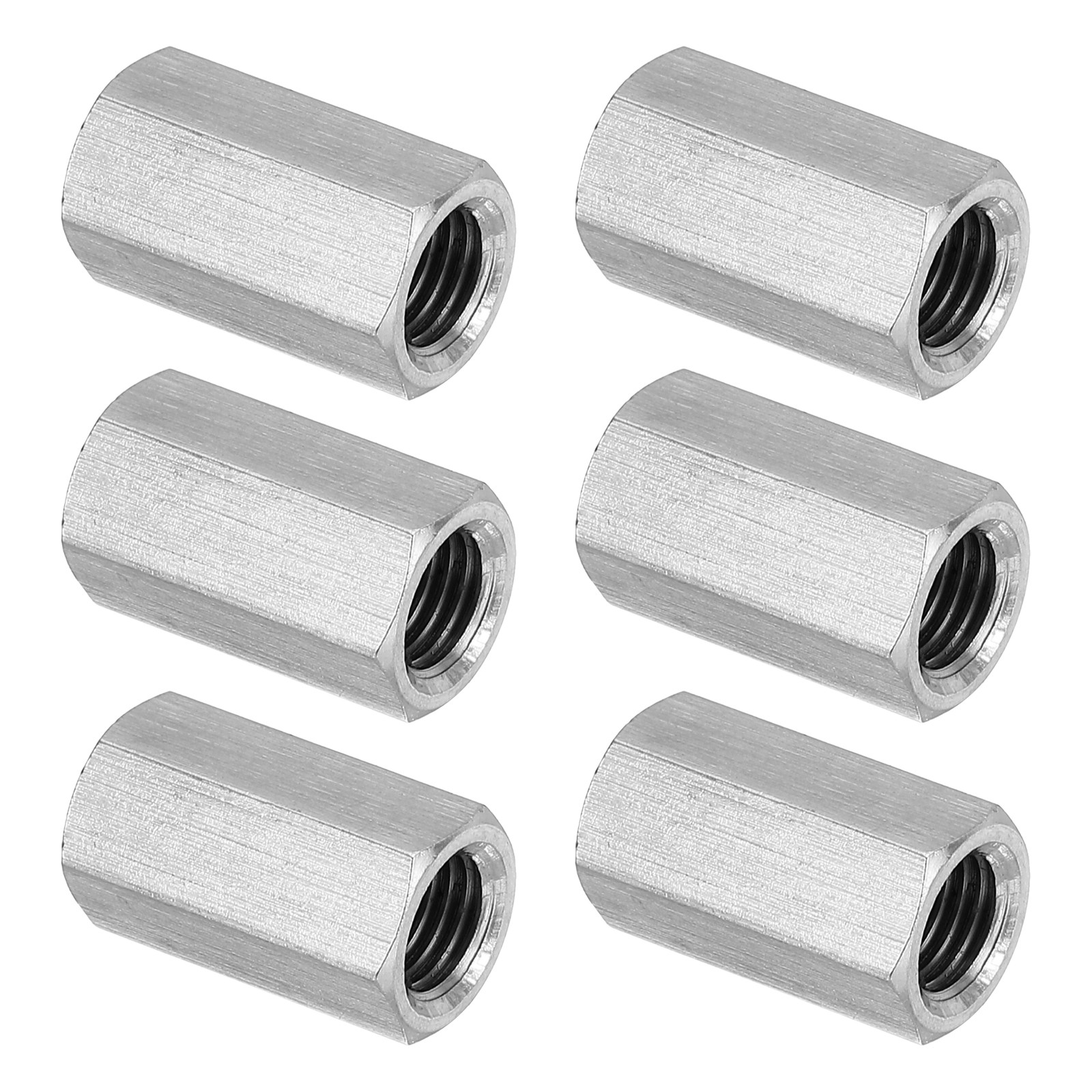 6Set M10 x 1.25 Pitch 25mm Length Stainless Steel Hex Coupling Nut Connector