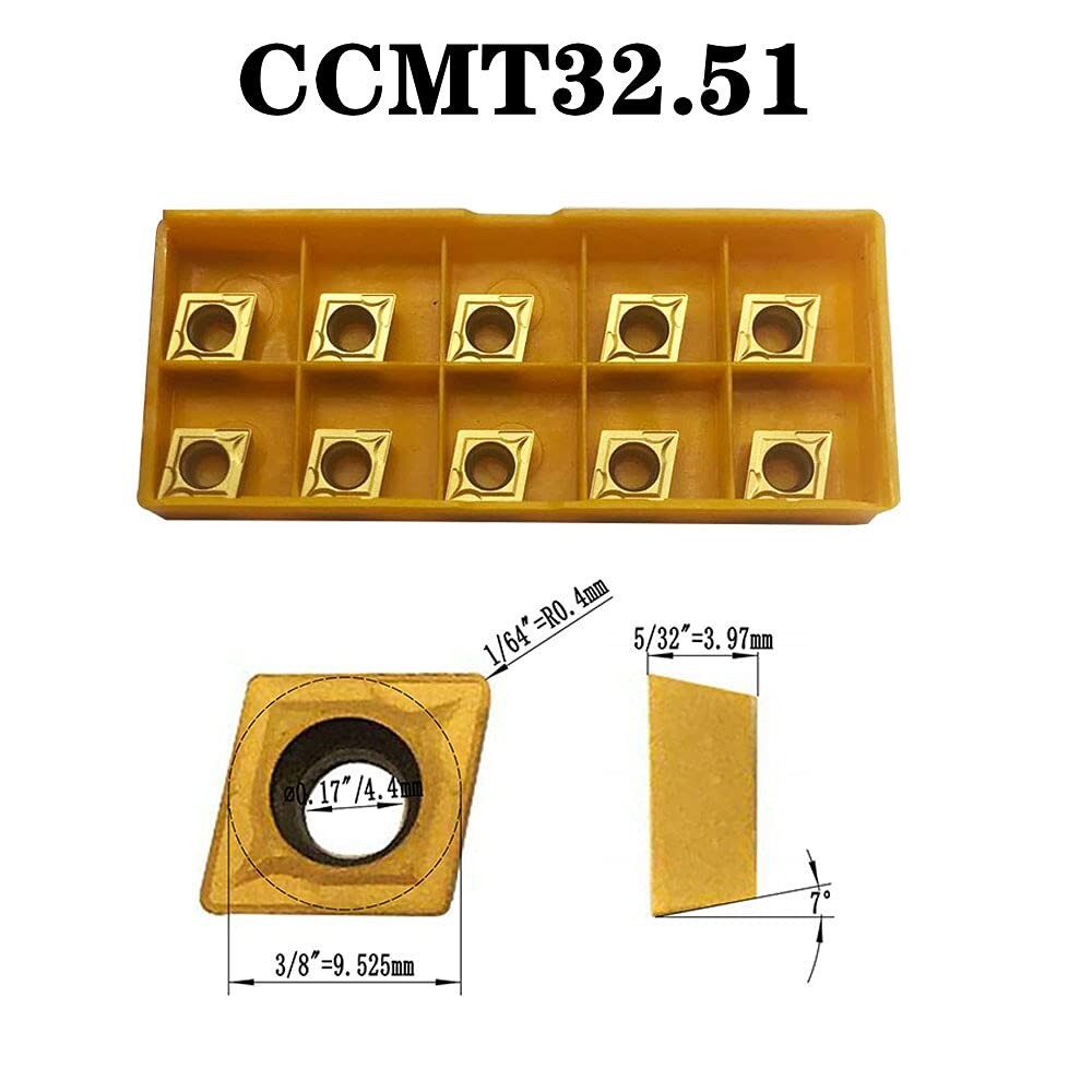 20Pcs CCMT09T304/CCMT32.51 Carbide Insert Lathe Turning Tool Cut Milling Blade