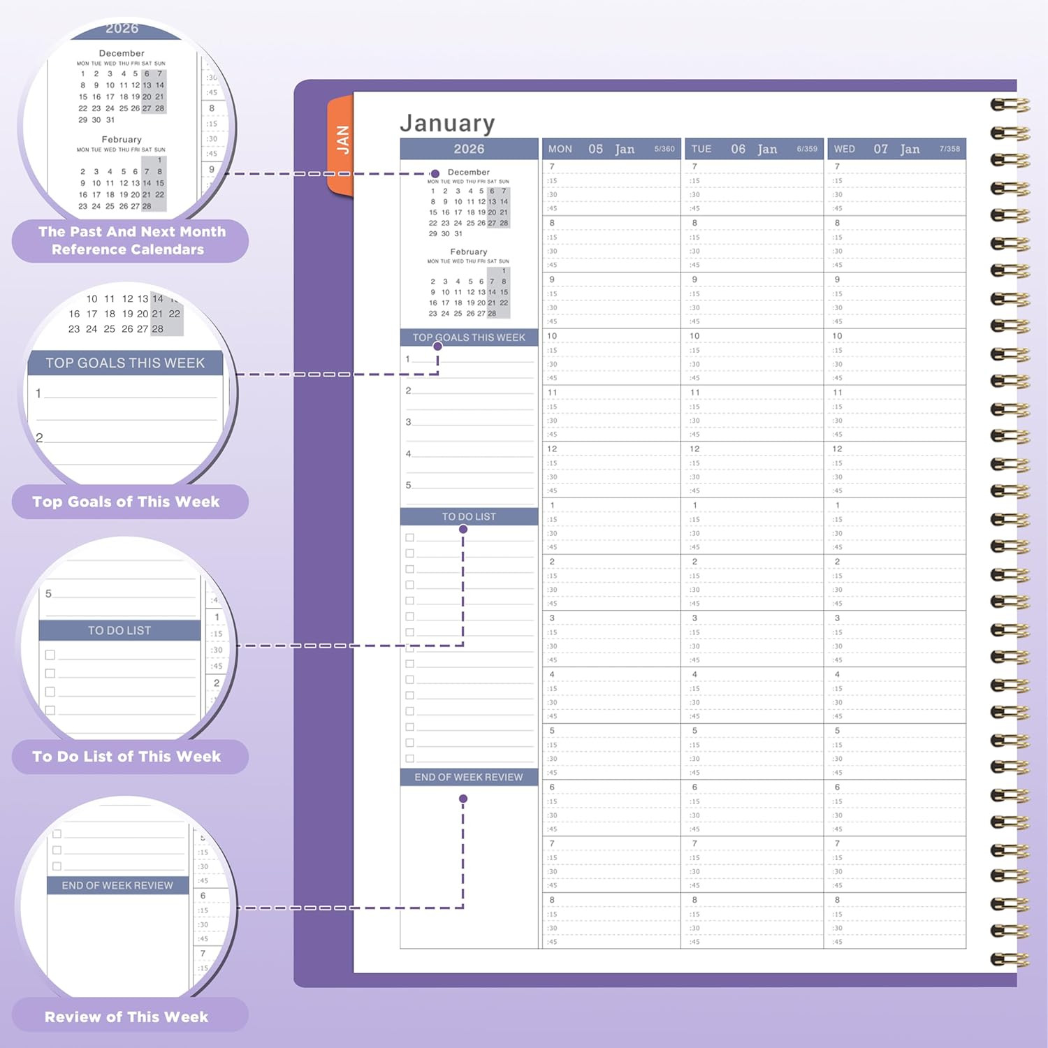 2026 Weekly Appointment Book – Daily Planner 2026 from January 2026 – December 2