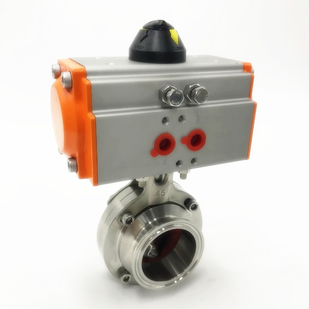 2-1/2″ Stainless Steel 304 Tri Clamp OD 77mm Sanitary Pneumatic Butterfly Valve
