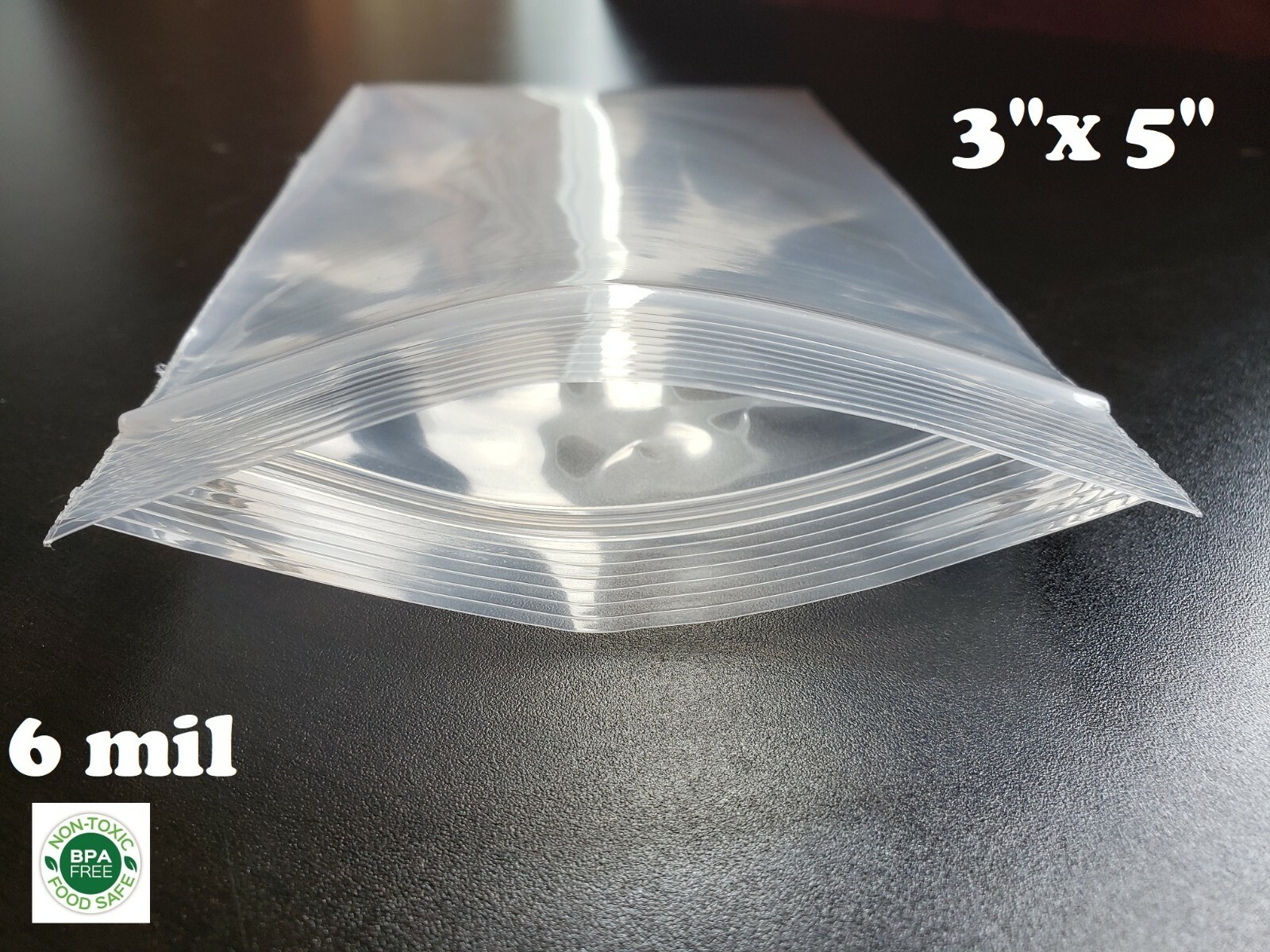 50 3″ x 5″ Extra Heavy Duty 6 Mil Zip Seal Lock Top Plastic Bags Resealable 6ML