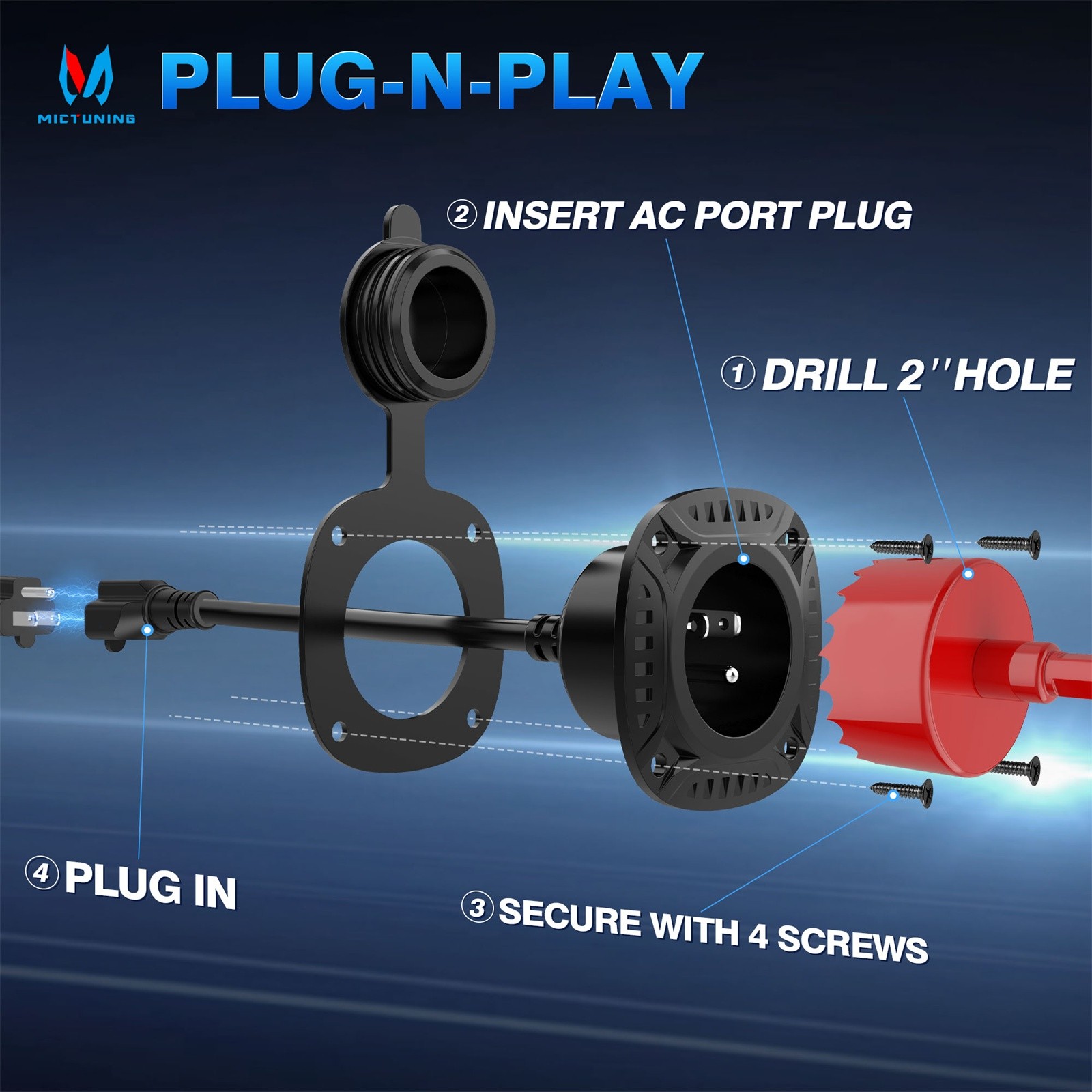 5-in-1 AC Port Plug RV Shore Power Inlet Plug Electrical Receptacle RV Trailer