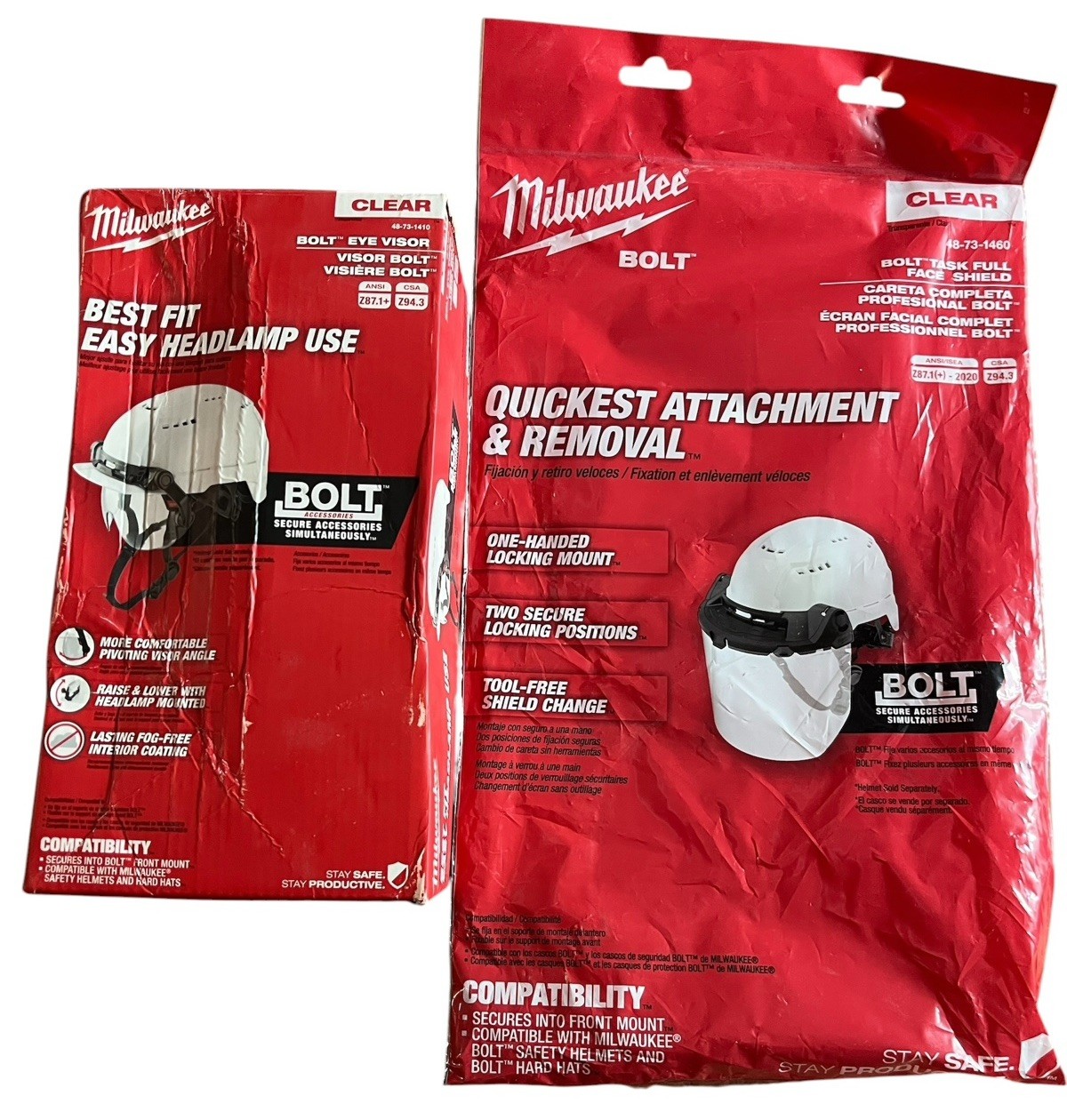 Milwaukee Bolt Lot – Eye Visor & Full Uncoated Face Shield
