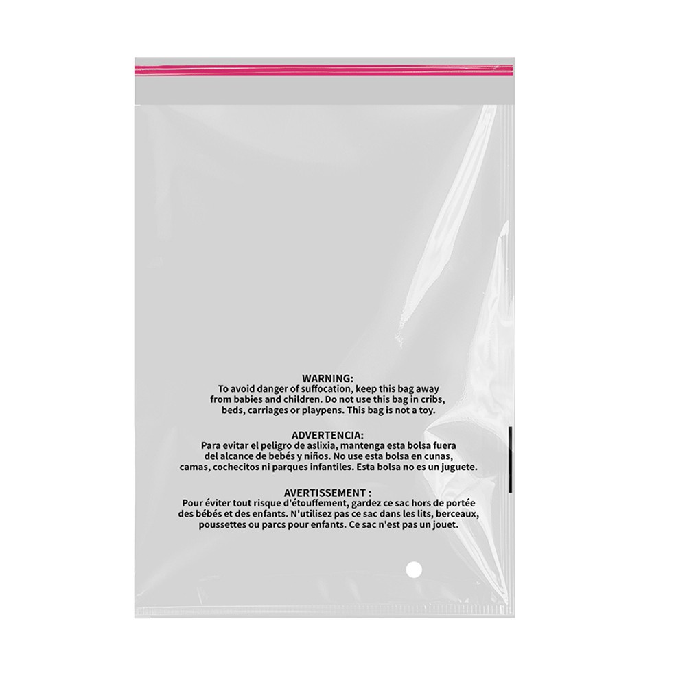 Clear Bags Resealable with Suffocation Warning Poly OPP Cello Merchandise Bags