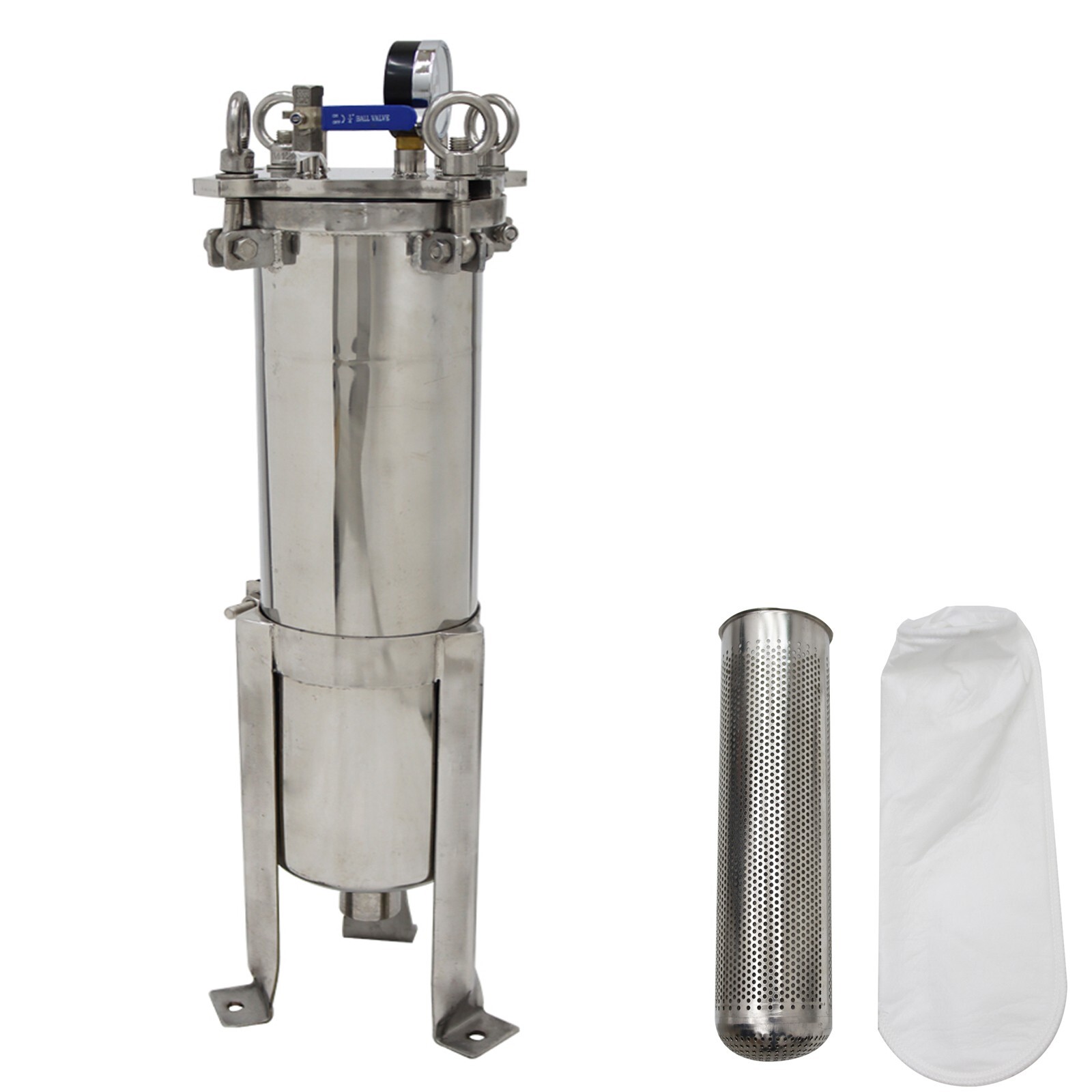 Stainless Steel #4 Bag Filter Housing Fluid Filtration Equipment 1″ NPT In/Out