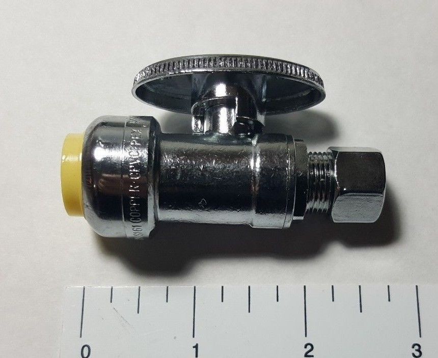 5 PIECES 1/2″ PUSH FIT X 3/8″ OD STRAIGHT STOP VALVE. 1/4-TURN. METAL HANDLE