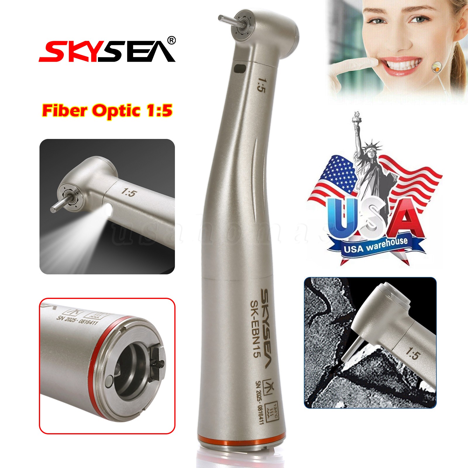 Dental X95L 1:5 Increasing Handpiece LED Fiber Optic Inner Water For NSK OR