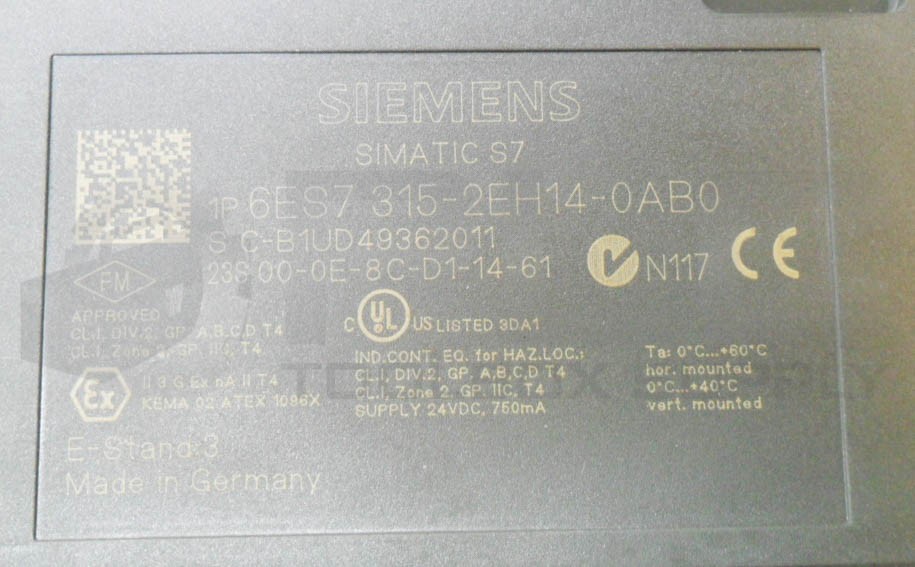 SIEMENS 6ES7 315-2EH14-0AB0 SIMATIC S7 CPU MODULE 315-2EH14-0AB0