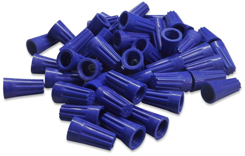 1,000/PACK 1000 WIRE CONNECTORS BLUE STRAIGHT BARREL STYLE SCREW-ON NUTS UL