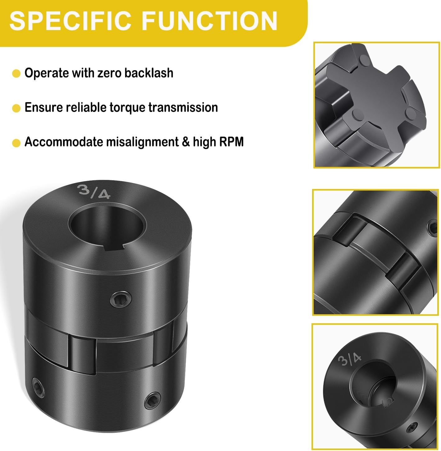 1/2″ to 3/4″ L075 3-Piece L-Jaw Coupling Fits Log Wood Splitter Hybrid Equipment