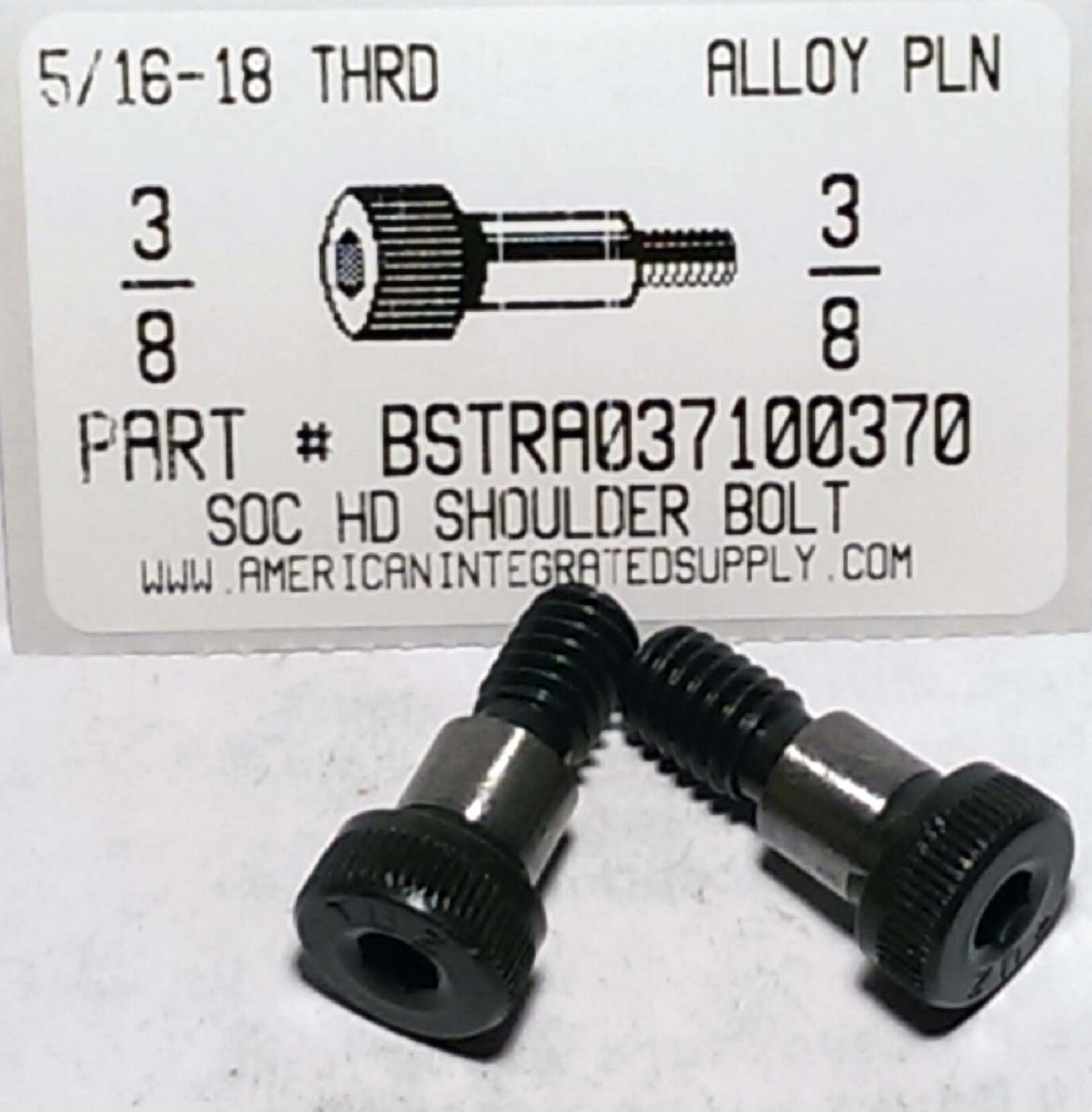 3/8X3/8 HEX SOCKET HEAD SHOULDER BOLTS ALLOY STEEL PLAIN 5/16-18 THREAD (3)