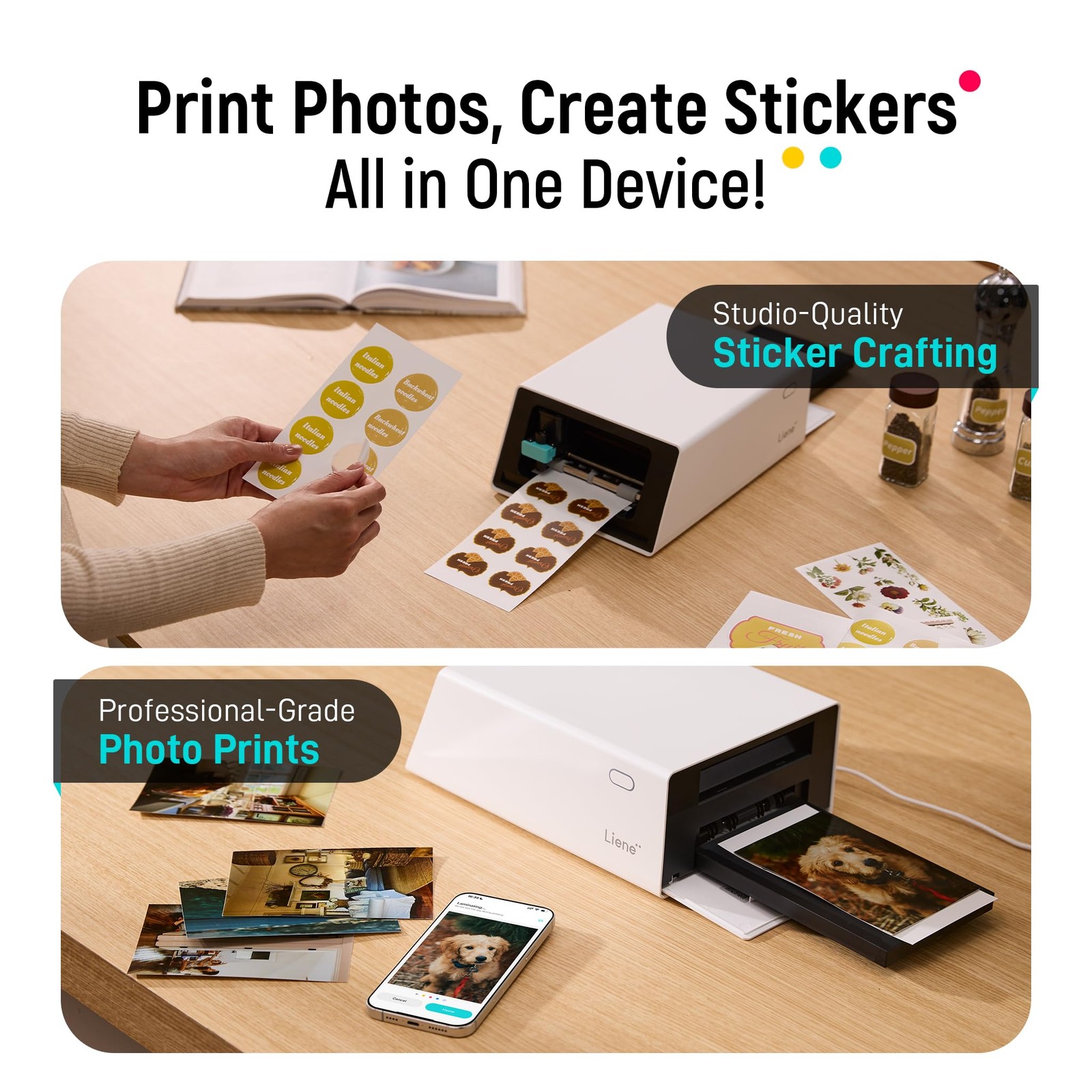 Liene PixCut S1 Color Sticker Printer & Cutting Machine,All-in-One Sticker Maker
