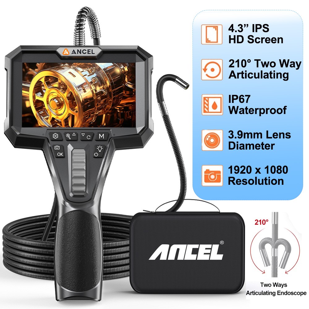 3.9mm Slim Probe Articulating Borescope Industrial Endoscope for Automotive