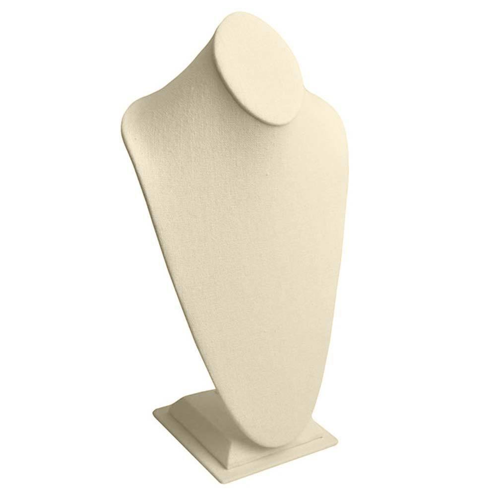 Tan Linen 14.5″ Tall Jewelry Necklace Display Stand Necklace Bust