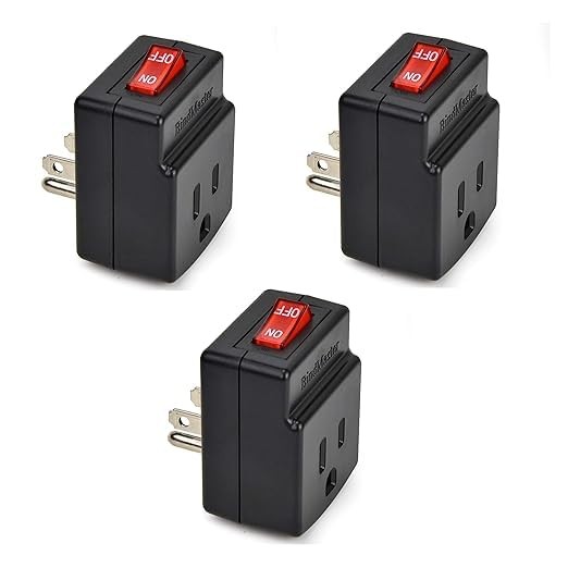 3Prong Grounded Power Adapter with Red Light Switch Energy Saving 3 Pack