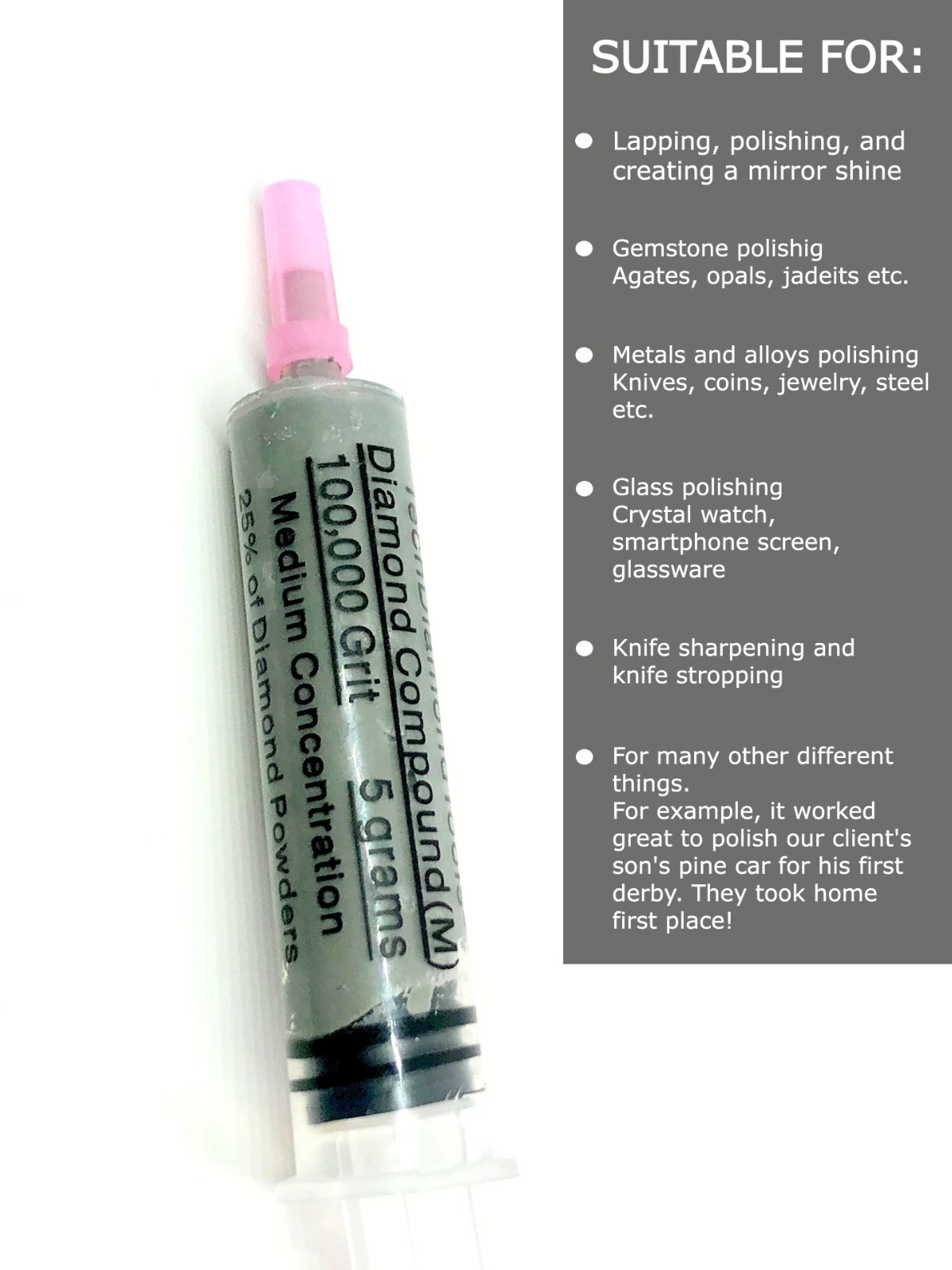 Diamond Polishing Paste 100,000 Grit 0-0.2 Micron (M) 25% Concentration, 5 grams