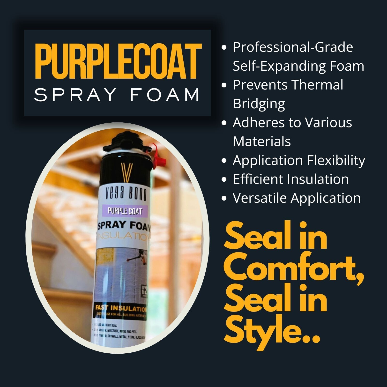 Vega Bond Purplecoat Single Component Spray Foam Insulation 6-Pack Set-120BF