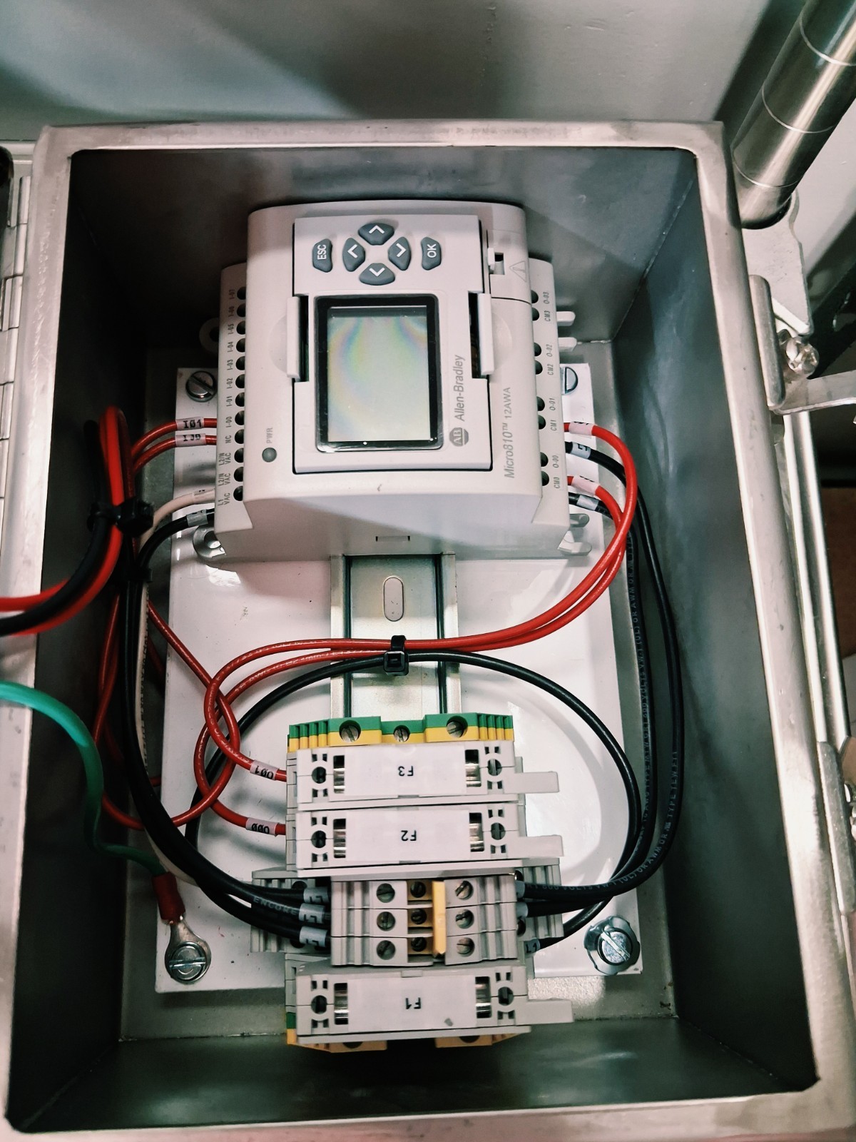 New Hoffman nVent Control Box, Allen-Bradley Micro 810 Plc 2080, Control Switch