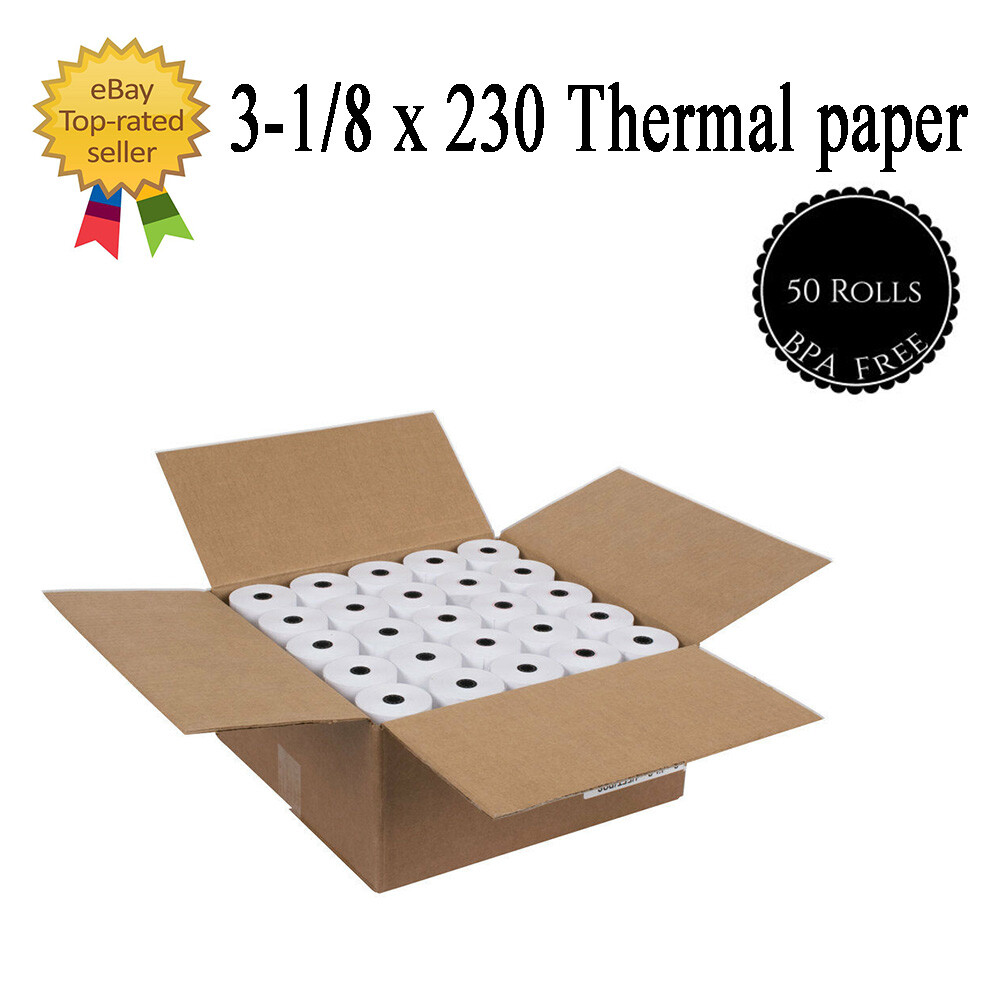 50 Rolls 3 1/8 ” x 230′ Thermal Paper Receipt POS Cash Register Print 230 Feet
