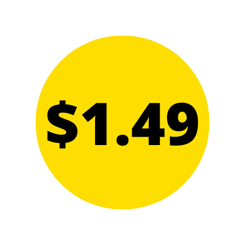 Yellow $1.49 Labels 1.5″ Round Adhesive (1000) Sale Price Supermarket Stickers