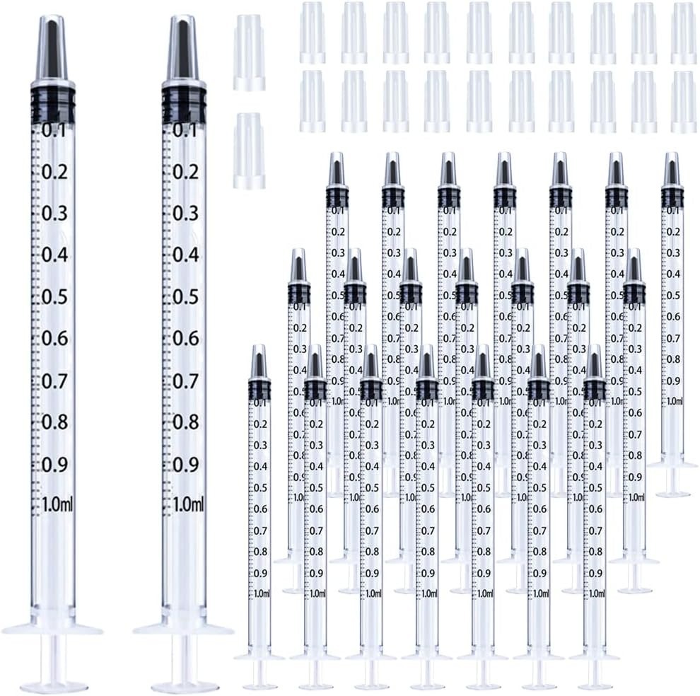 Paquete de 100 jeringas de 1 ml con tapas, jeringa de 1 cc
