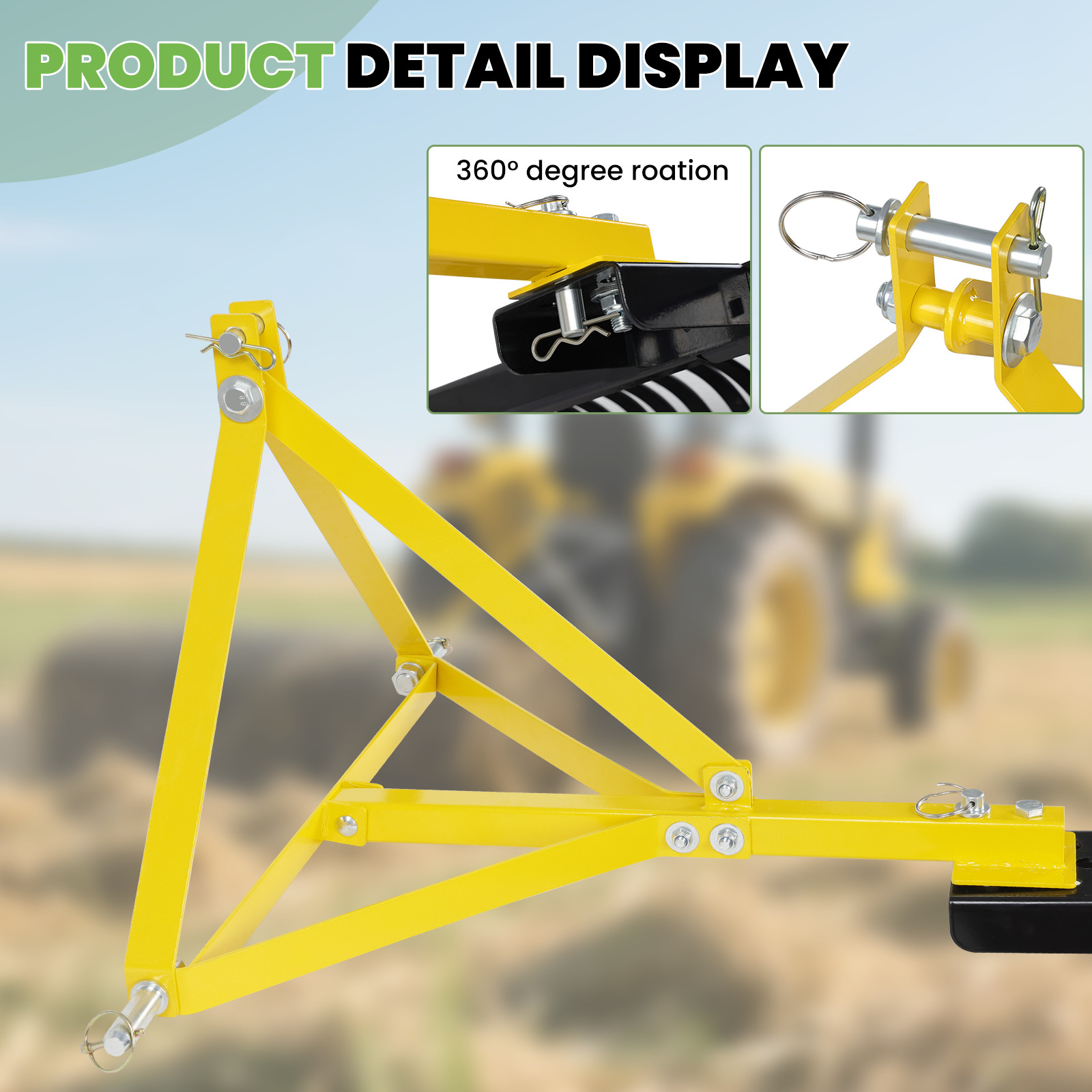Heavy Duty 60″ Landscape Rake for Category 1 Compact Tractors 3-Point Hitch