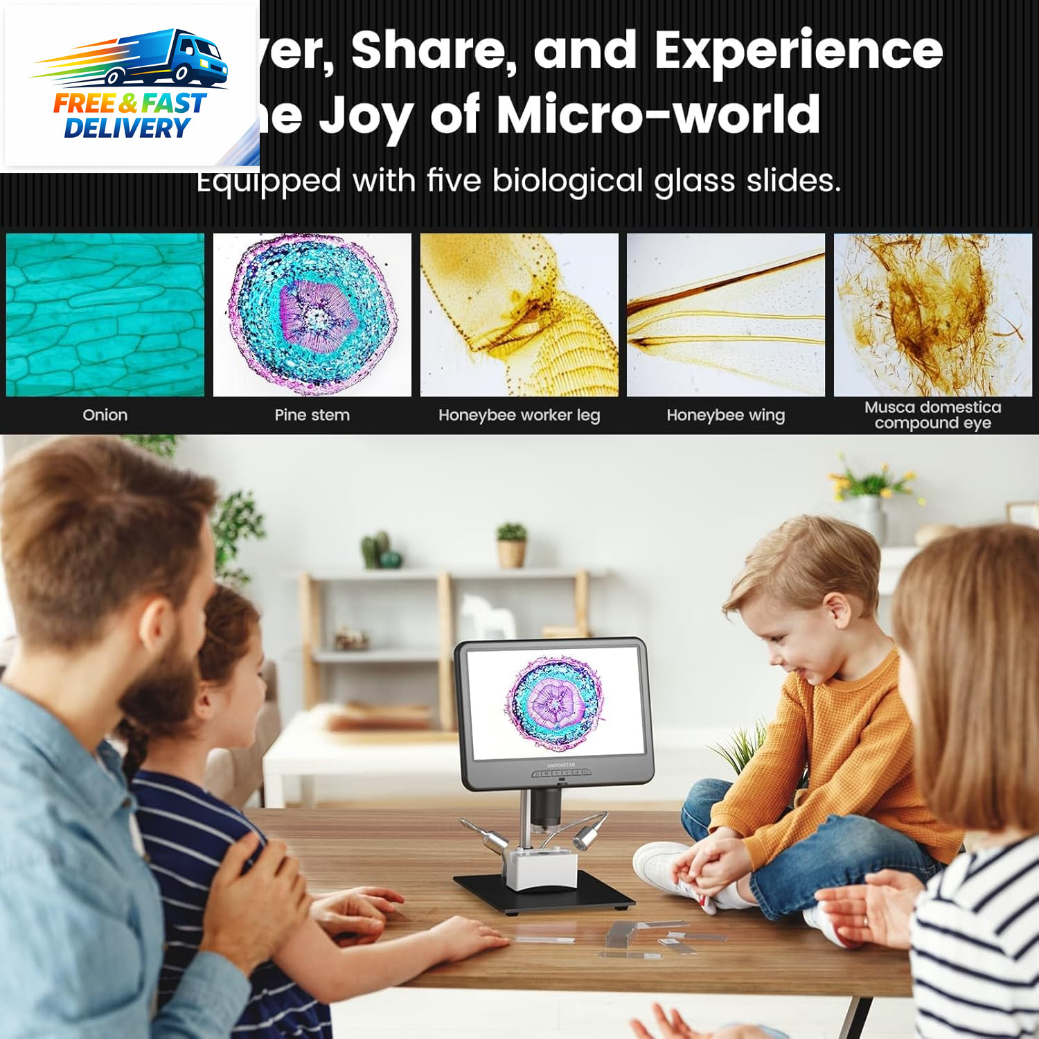 AD210 10.1 Inch LCD Digital Microscope for Adults, Soldering Microscope for Elec
